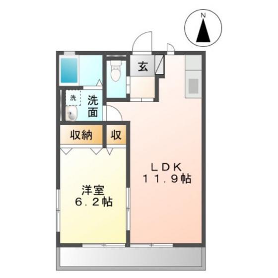 レトア金亀III(1LDK/2階)の間取り写真