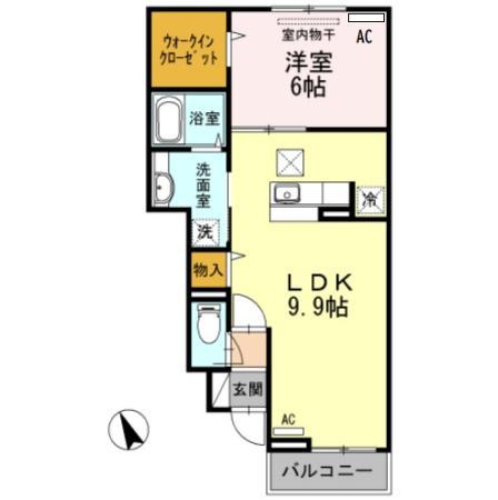 グランドールTN(1LDK/1階)の間取り写真