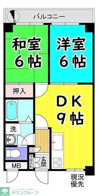 サンコート大倉山(2DK/2階)の間取り写真