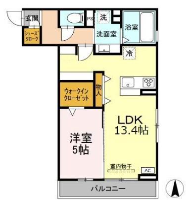 クオレアス乗江(1LDK/2階)の間取り写真