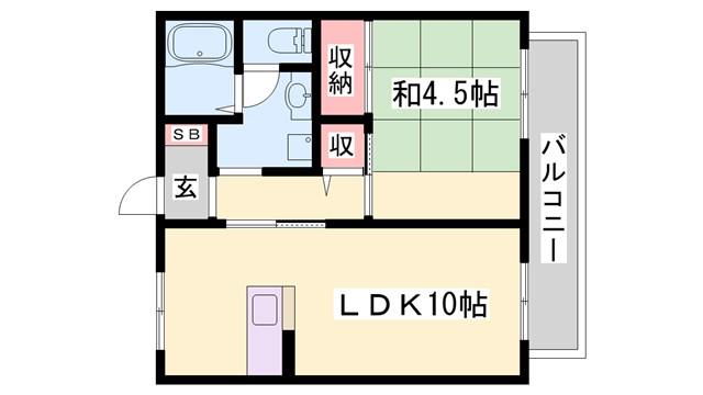 サンハイツC棟(1LDK/1階)の間取り写真