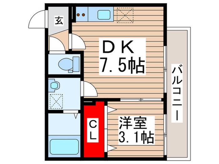 AJ南流山ノースI(1DK/3階)の間取り写真