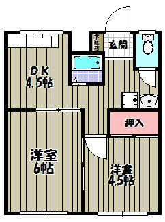 宮崎マンション(2DK/1階)の間取り写真