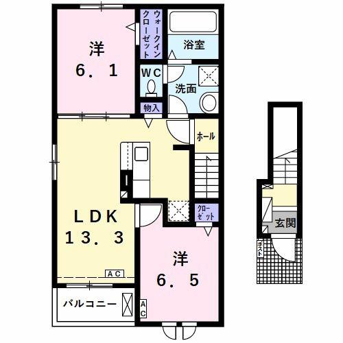 グランターサIII(2LDK/2階)の間取り写真