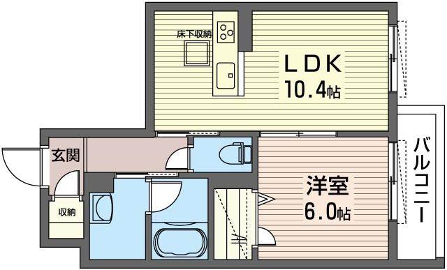 RONSARD(1LDK/1階)の間取り写真