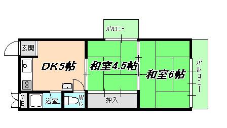 垂水ハイツ(2DK/2階)の間取り写真