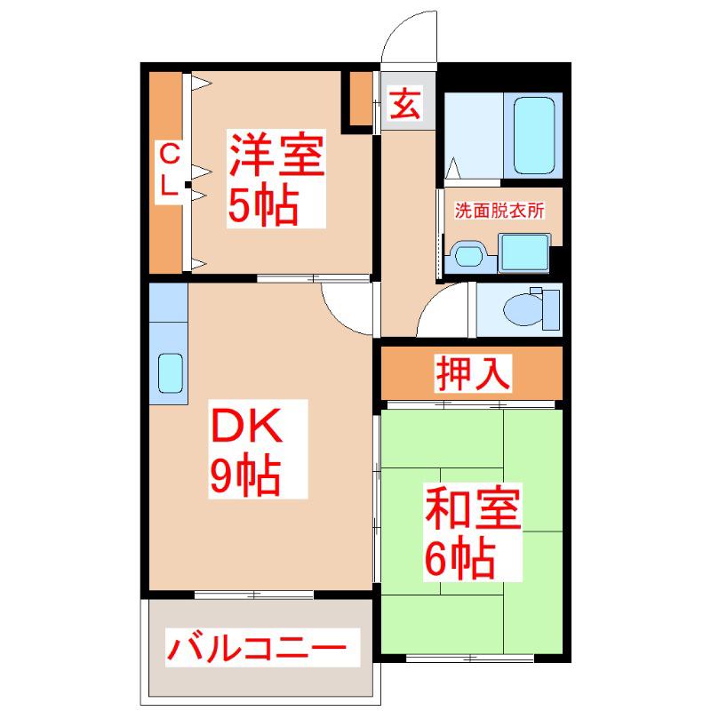 モントーレ真方(2DK/1階)の間取り写真