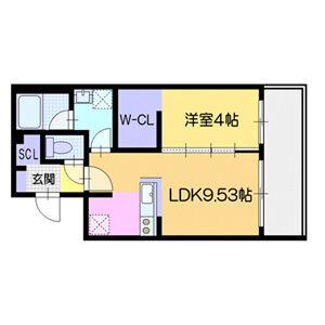 ラ・シュエットプリヴェ(1LDK/2階)の間取り写真