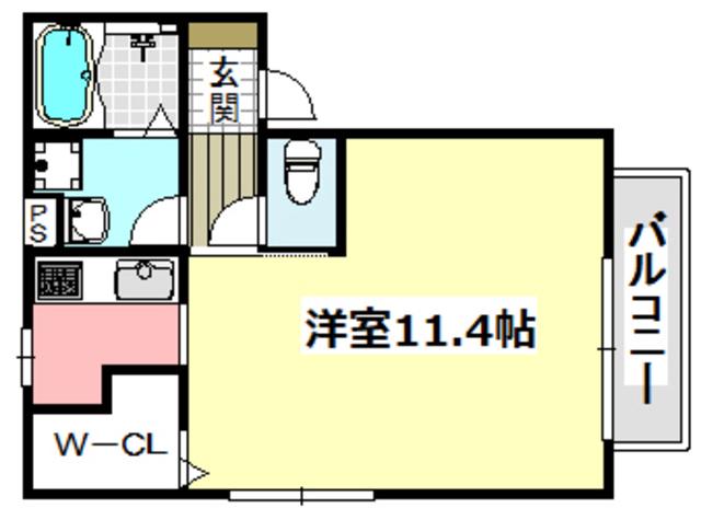 ヴィアーレ総持寺(1K/2階)の間取り写真