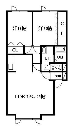 サニーウェルI(2LDK/2階)の間取り写真