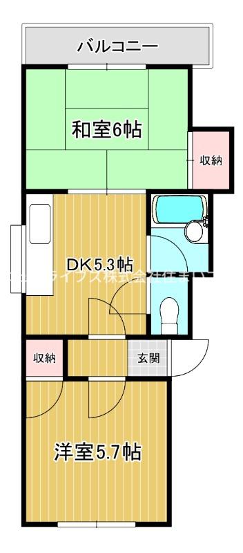 ハイツいわさか(2DK/2階)の間取り写真