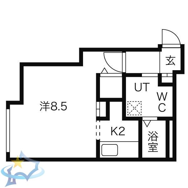 PRESTIGE SAPPORO(1K/1階)の間取り写真