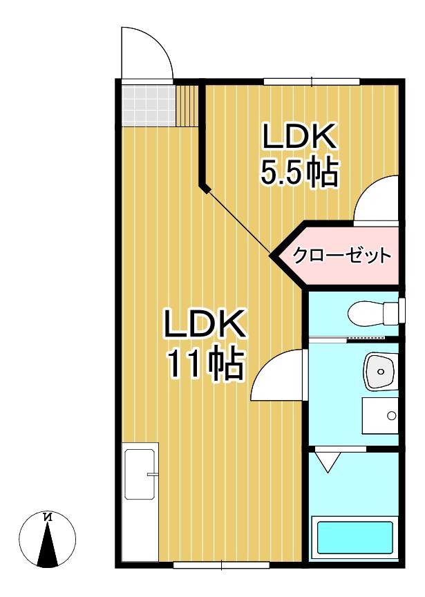 ウイングコート(1LDK/1階)の間取り写真