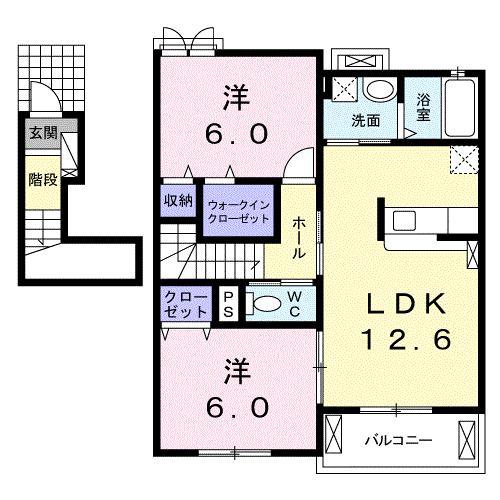 ポポラーレIV(2LDK/2階)の間取り写真