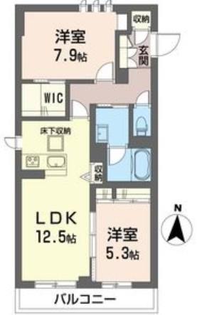アルフラットコート(2LDK/1階)の間取り写真