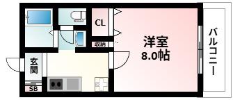 ドミトリオ仁王田(1K/4階)の間取り写真