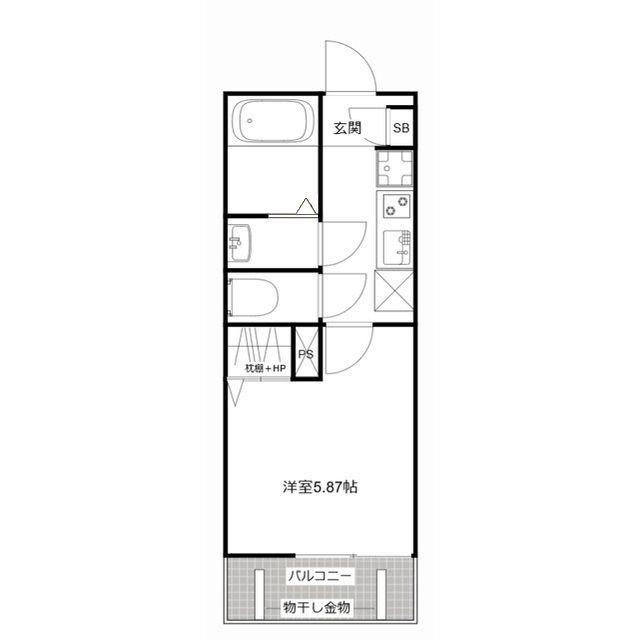 MQUARTO鶴瀬(1K/2階)の間取り写真
