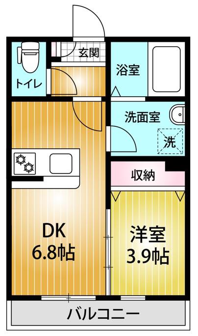 AQUE21(1DK/1階)の間取り写真