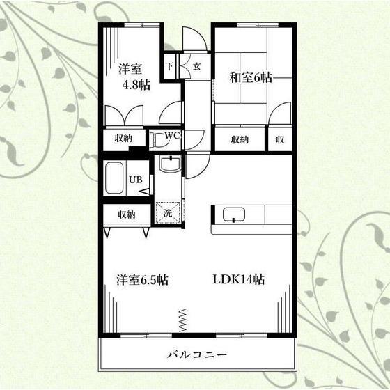 フラット大観(3LDK/2階)の間取り写真