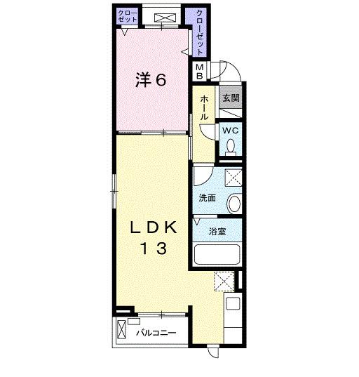 クレール・ド・ルナ(1LDK/2階)の間取り写真