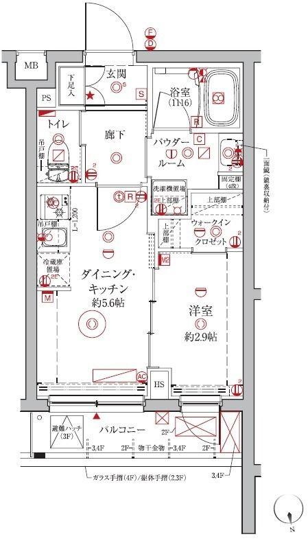 クレイシアIDZ中馬込(1DK/4階)の間取り写真