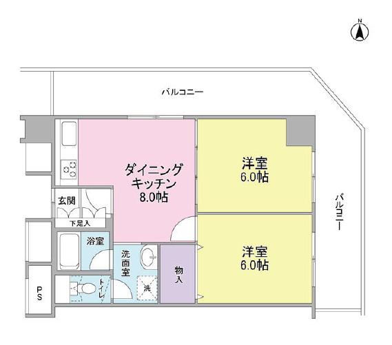 ファーストシティー上落合(2LDK/11階)の間取り写真