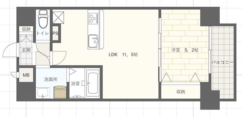 MISTRAL姫路駅前V(1LDK/4階)の間取り写真