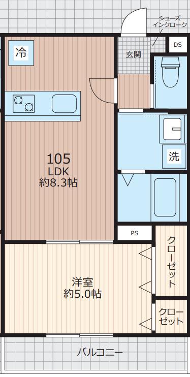 エベラ大倉山(1LDK/1階)の間取り写真