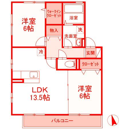 アムールコートII(2LDK/2階)の間取り写真