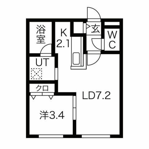 FIRST LEBEN月寒(1LDK/1階)の間取り写真