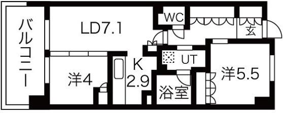 アーバンパーク淡路(2LDK/1階)の間取り写真