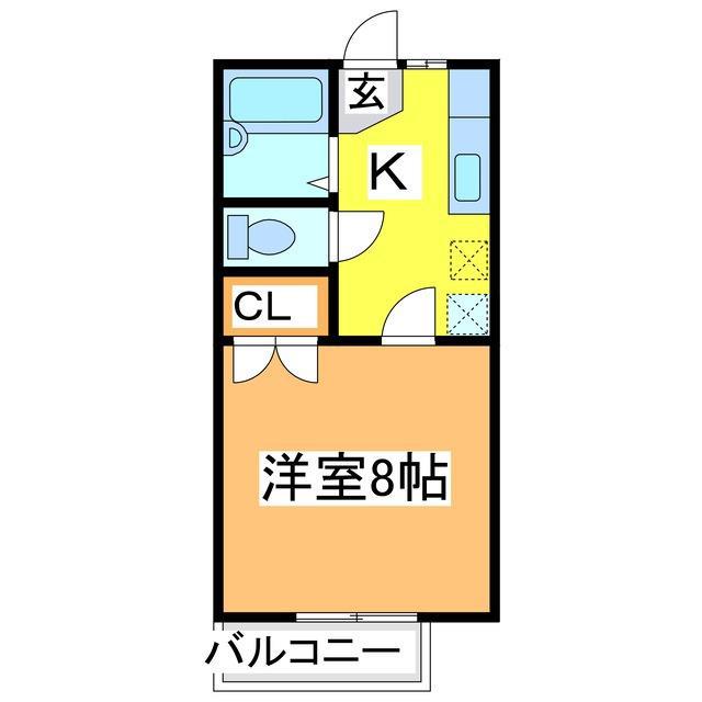 プラネット寺家 A(1K/1階)の間取り写真