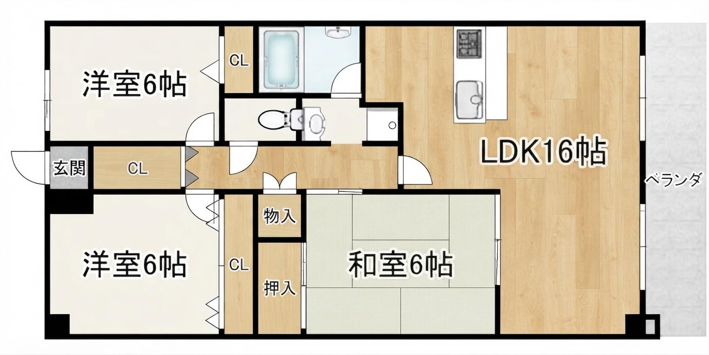 ブランチ913 6階(3LDK/6階)の間取り写真