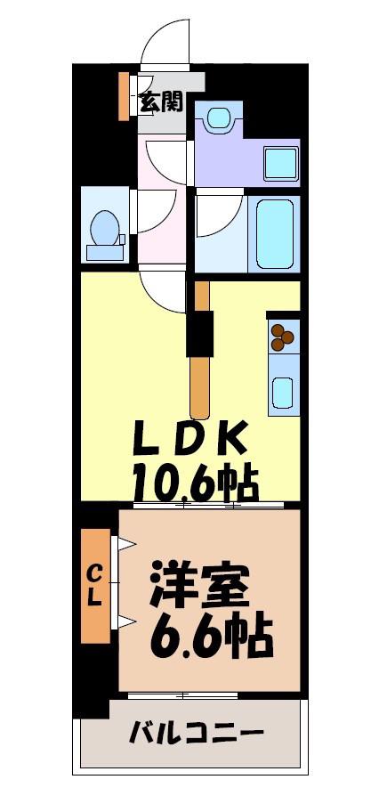 アロームドゥジョア(1LDK/9階)の間取り写真
