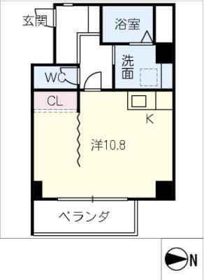 ブリック覚王山(ワンルーム/3階)の間取り写真