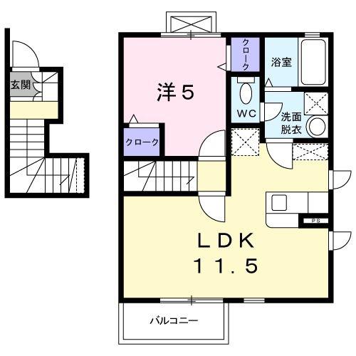 ワイズガーデン(1LDK/2階)の間取り写真
