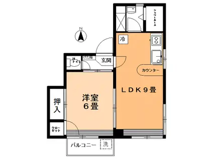 早船マンション(1K/2階)の間取り写真