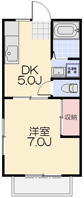 セブンヒルズ(1DK/2階)の間取り写真