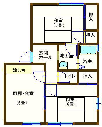 ラフォーレ東さわらご(2DK/2階)の間取り写真