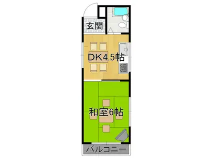 ベル武庫之荘三番館(1DK/3階)の間取り写真