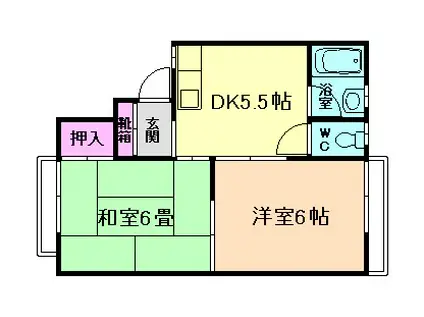 箕面ハニーハイツ(2DK/2階)の間取り写真