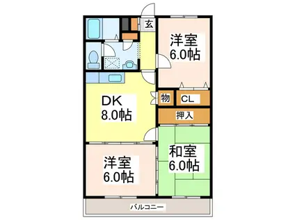 ひまわりマンション(3DK/1階)の間取り写真