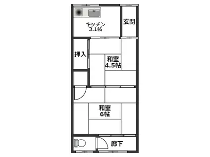 泉南文化(2DK/2階)の間取り写真
