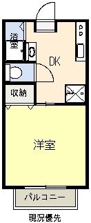 コーポ東C(1DK/1階)の間取り写真