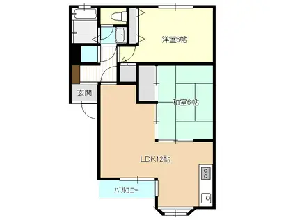 パレスつかさII(2LDK/2階)の間取り写真