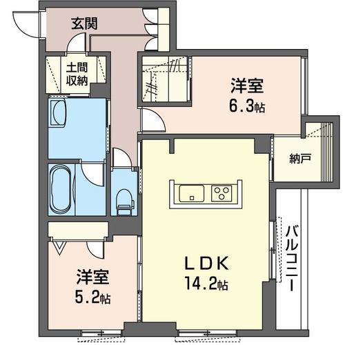 プレジール(2LDK/1階)の間取り写真