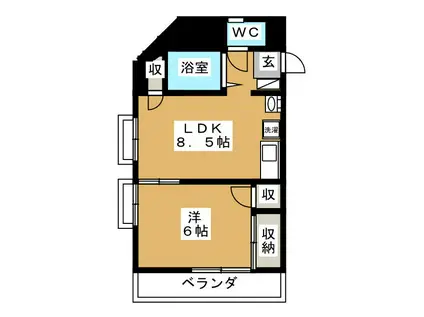 ラフォレ小金井(1LDK/1階)の間取り写真