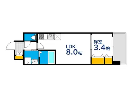 N-CLAIR比治山本町(1LDK/8階)の間取り写真
