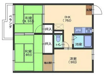 金本アパート(3DK/2階)の間取り写真