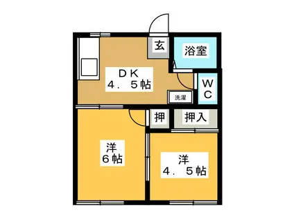 コーポ桜井(2DK/1階)の間取り写真